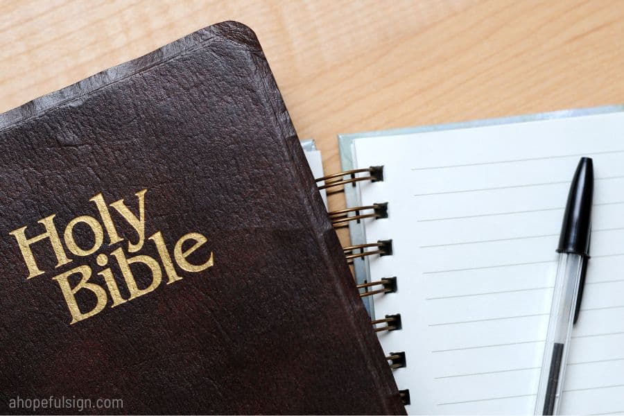 Bible notebook and pen set on a table for some Bible study time