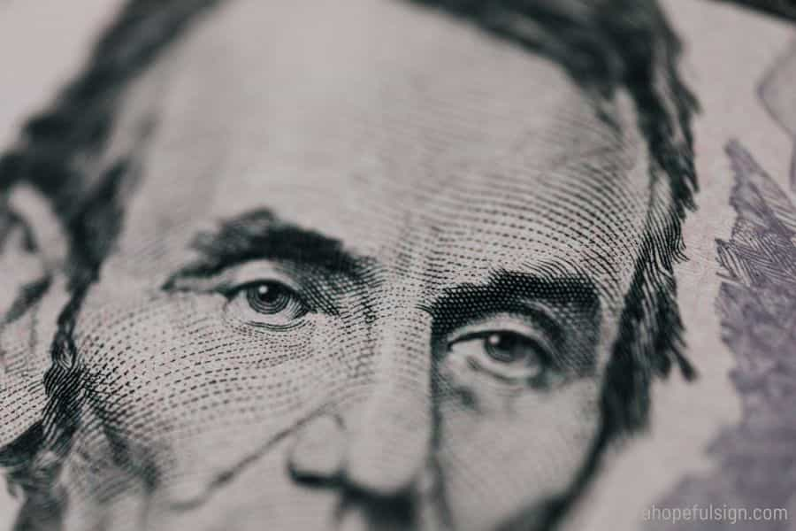 US banknote closeup