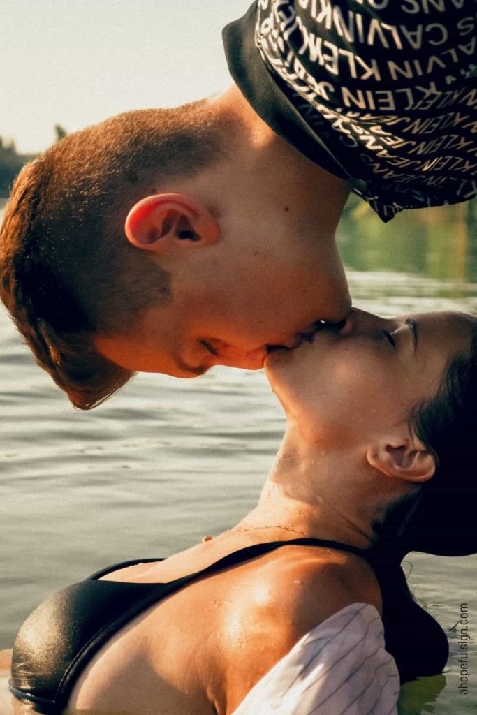 Love couple kissing