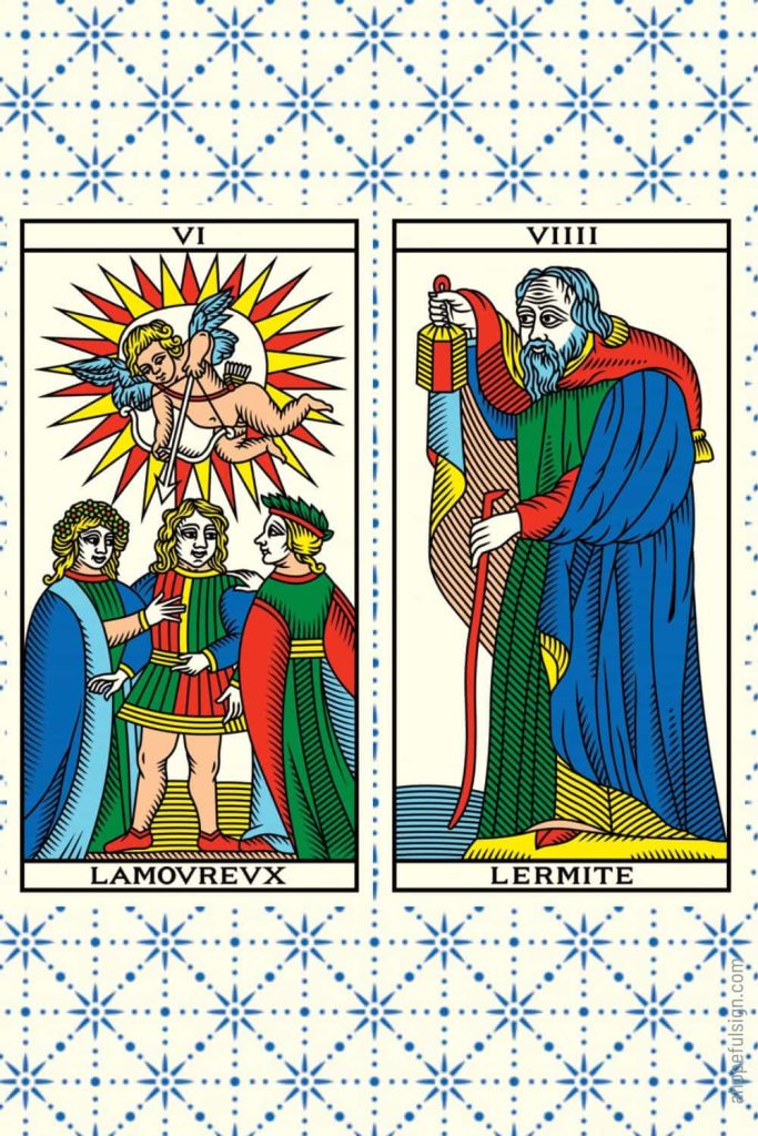 Angel number 69 meaning: Tarot de Marseille Lame 6 and Lame 9