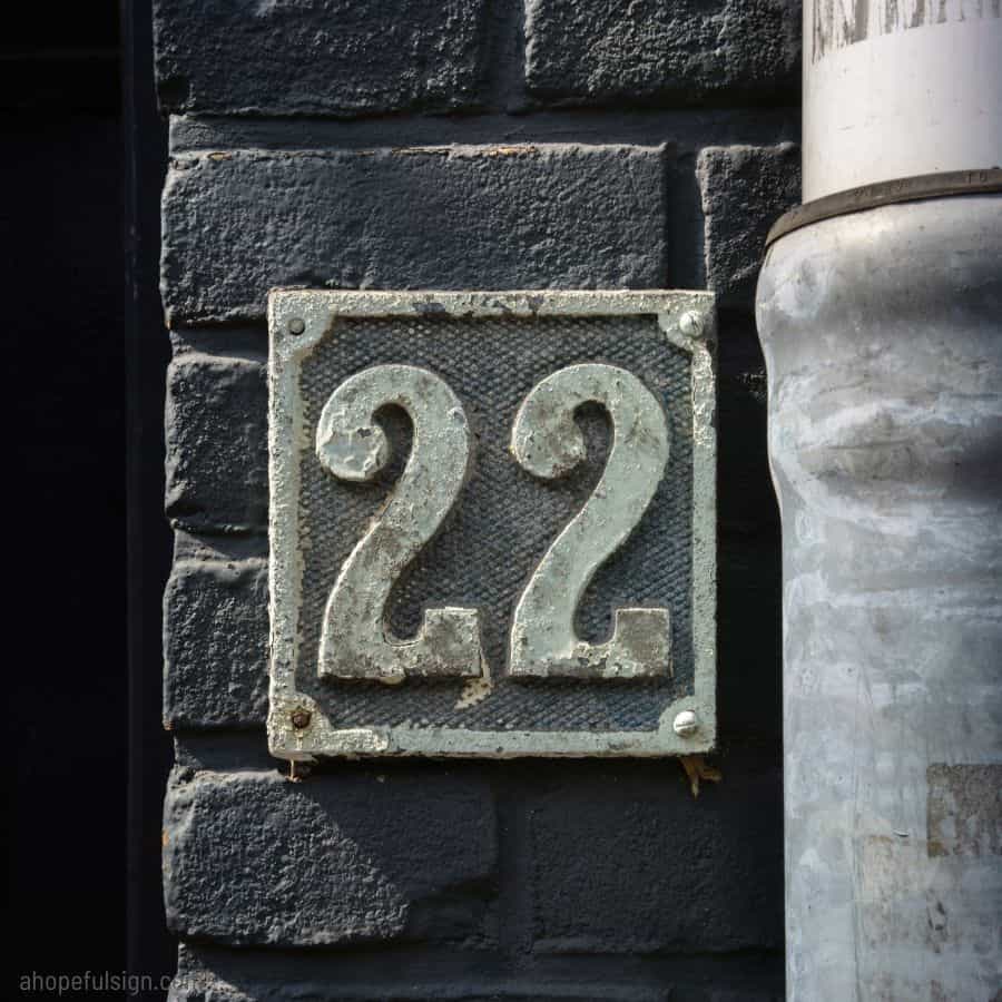 house number twenty two made out of cast metal