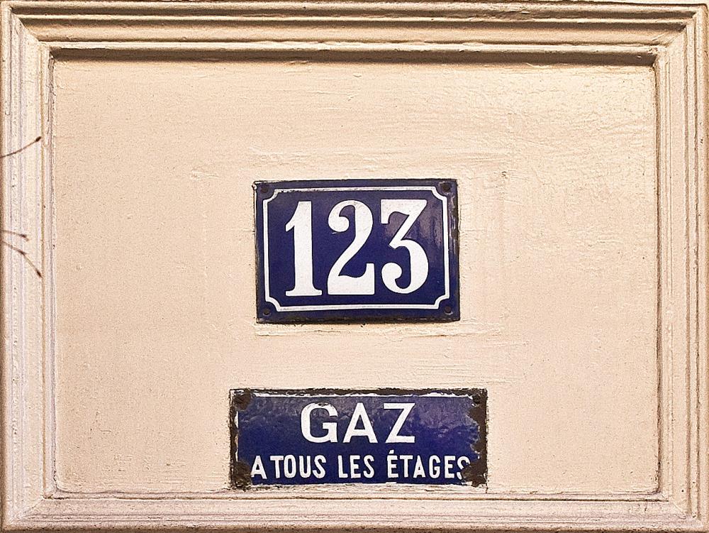 Number 123 on wooden door